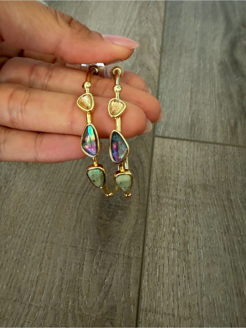 Kate Spade Gold-Tone Hoop Earrings with Iridescent and Turquoise